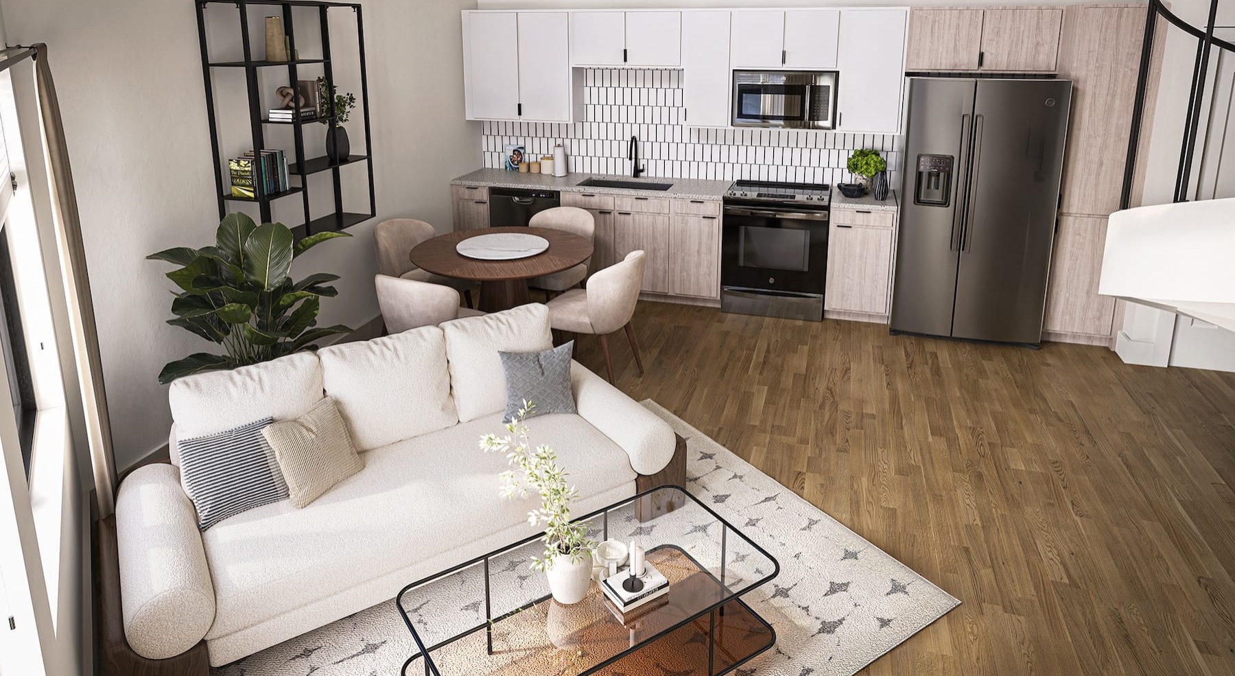 living and kitchen area