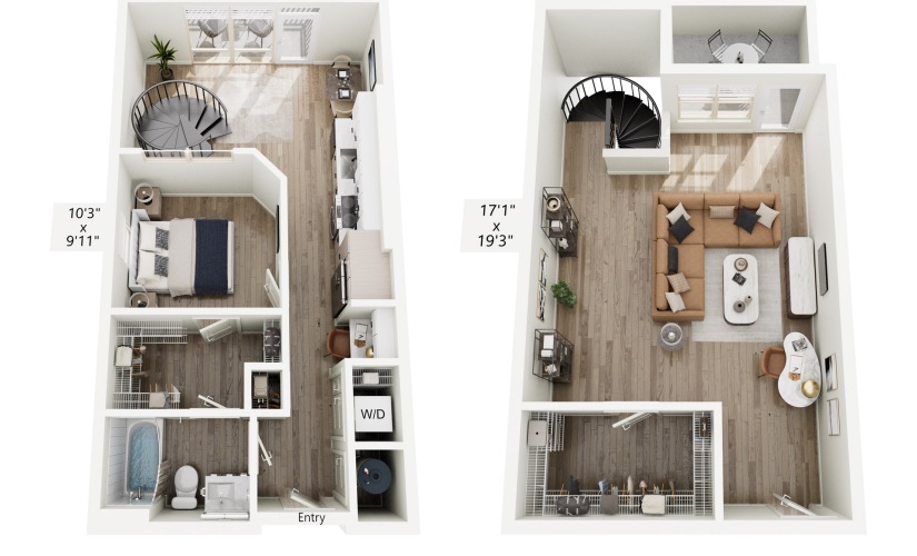 S2TH - Studio floorplan layout with 1 bathroom and 1223 square feet