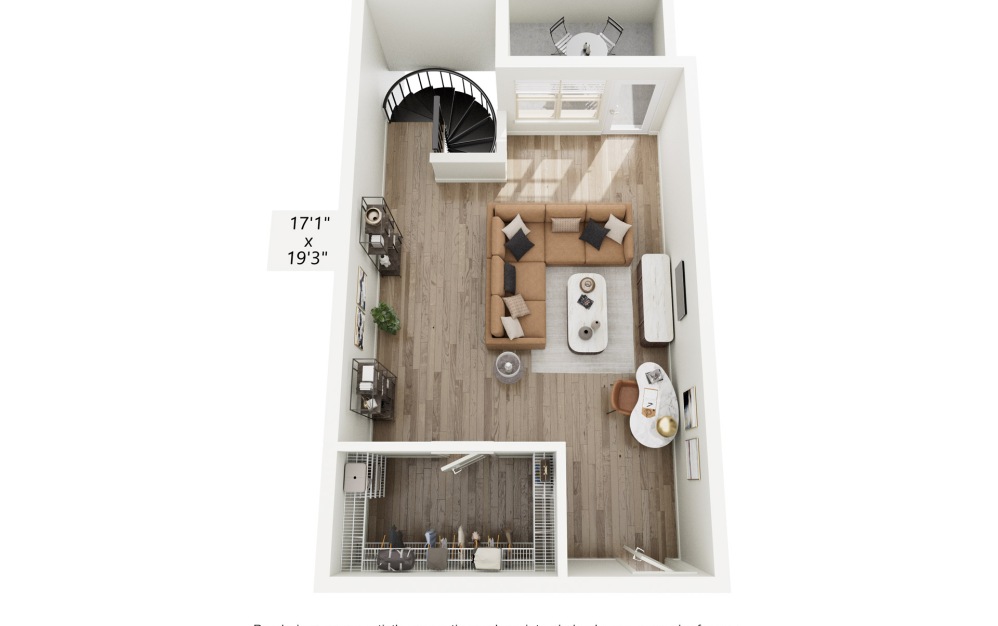 S2TH - Studio floorplan layout with 1 bathroom and 1223 square feet (Floor 2)
